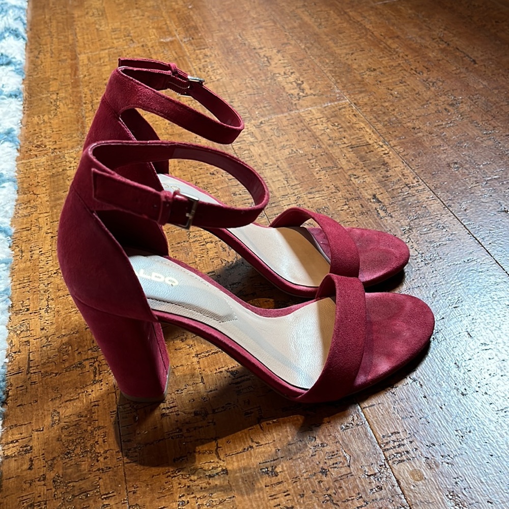 Red Aldo Block Heel Sandal